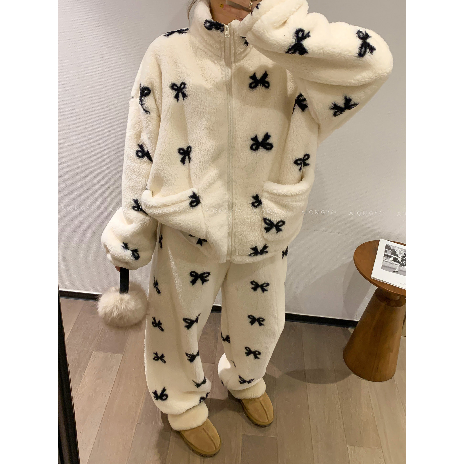 爱情魔鬼鱼 家居服套装女2025年冬季新款外穿保暖睡衣睡裤两件套,淘宝优惠券,粉丝福利购,淘宝优惠卷