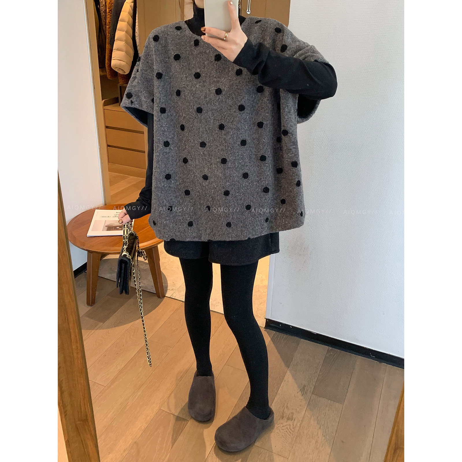 爱情魔鬼鱼 时尚套装女2025年冬季长袖打底T恤叠穿波点马甲两件套,淘宝优惠券,粉丝福利购,淘宝优惠卷