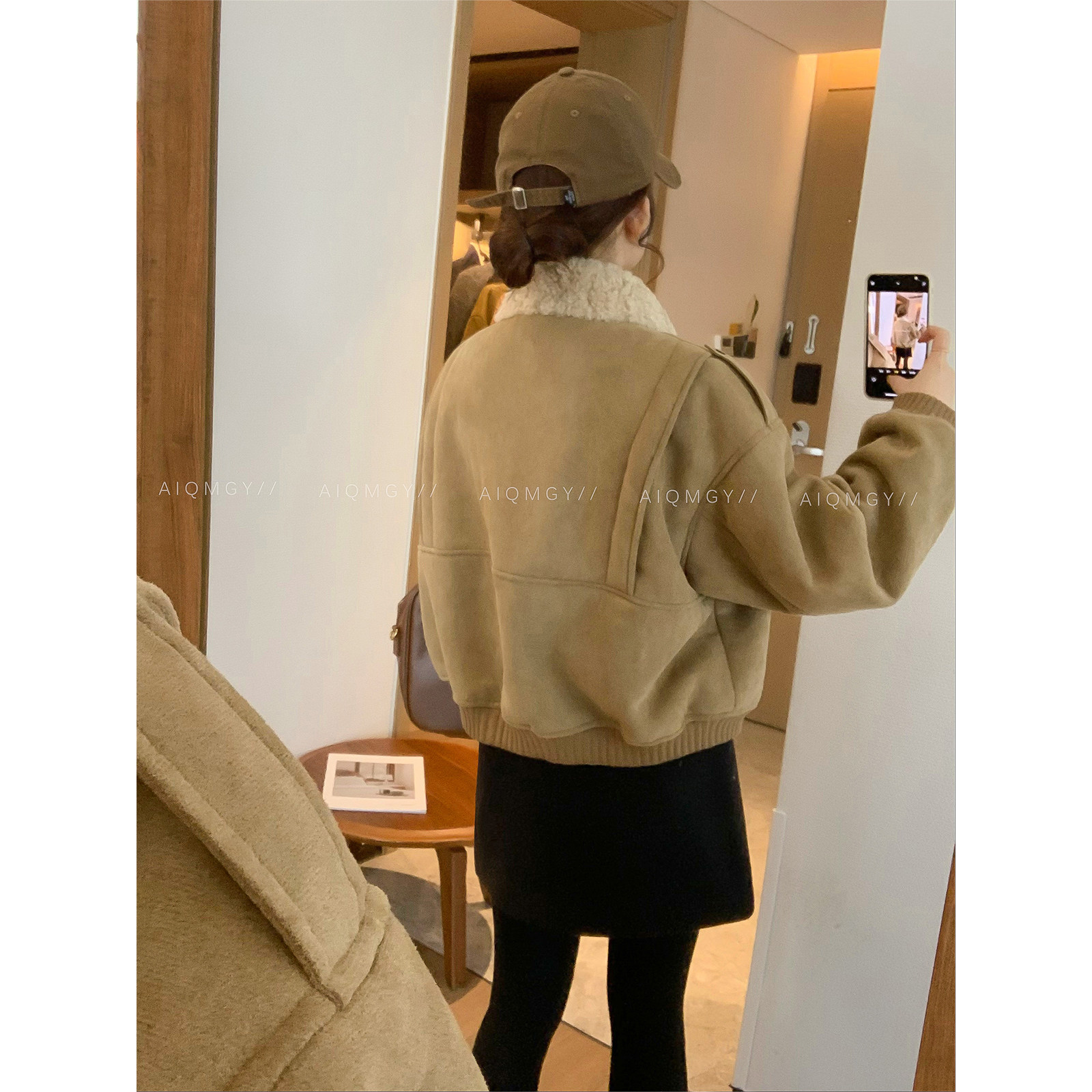 爱情魔鬼鱼 卡其色毛领拼接夹克外套女2025冬季新款宽松显瘦上衣,淘宝优惠券,粉丝福利购,淘宝优惠卷