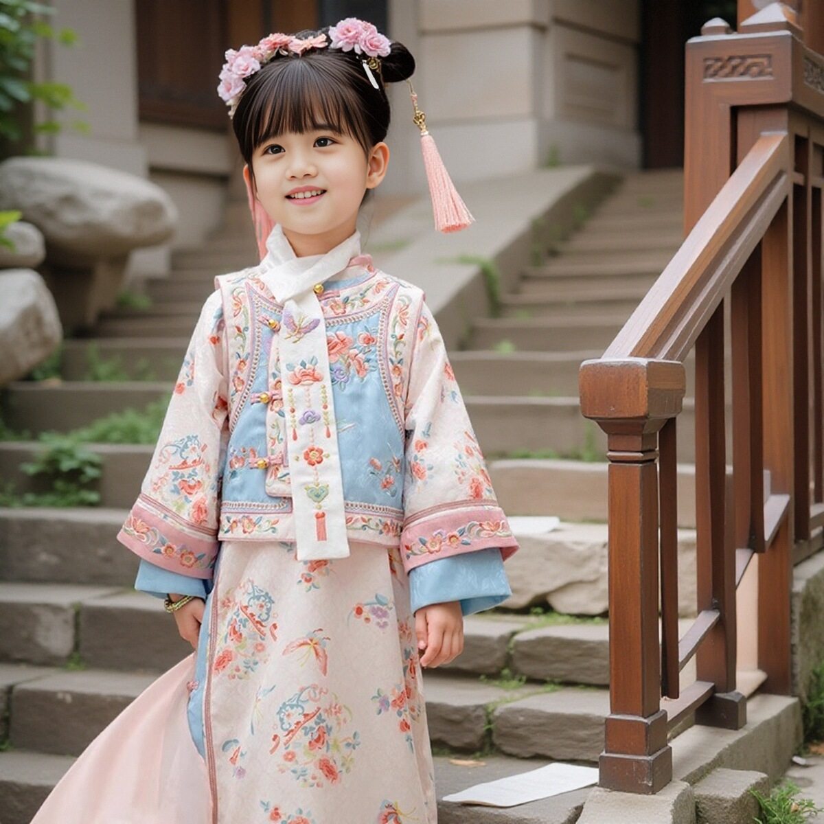 新款儿童古装格格服女童清朝宫廷服饰春秋旗袍中国风女童旗袍套装,淘宝优惠券,粉丝福利购,淘宝优惠卷