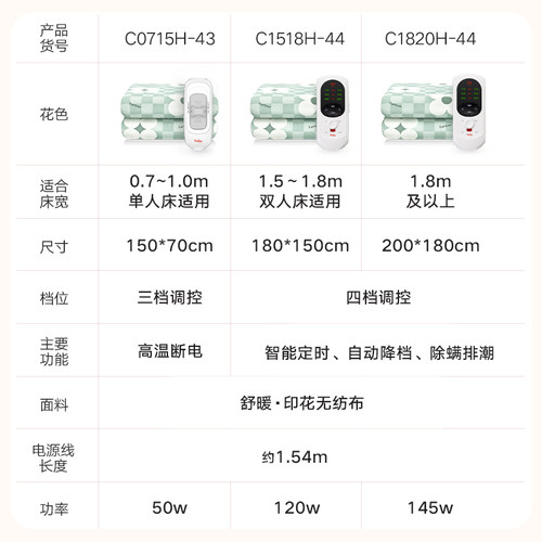 彩虹生活电热毯双人双控单人电褥子家用2025新款正品官方旗舰店 - 图3