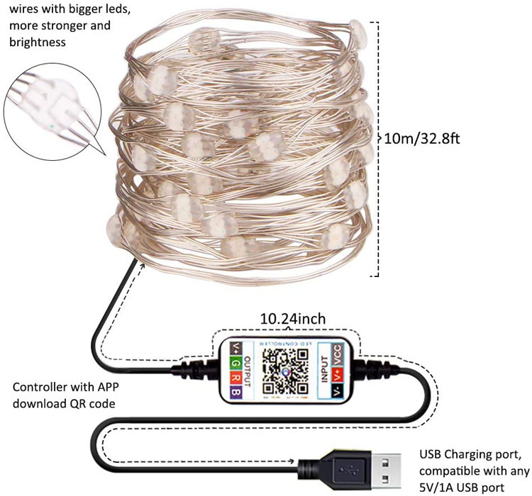 2024 USB LED String Light Bluetooth App Control String Lamp-图3