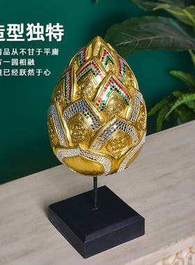 会所SPA木雕莲花荷花摆件