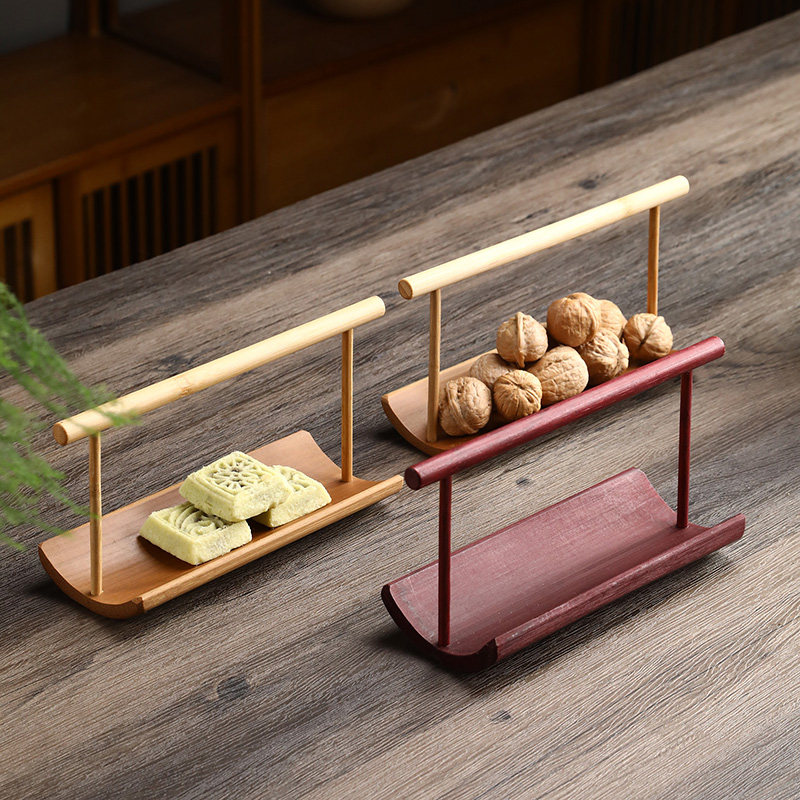 提手茶点盘竹制品桌面干果盘收纳盒家用精致中式复古手工提篮碟子,淘宝优惠券,粉丝福利购,淘宝优惠卷