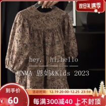 Korean Boy Dress 2023 Fall Girl Girl Skirt Girl Law Style Comeback Crumbed Dress Child Long Sleeve Princess Dress