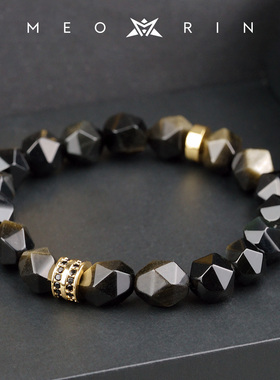 黑曜石金曜石手链男潮牌小众设计
