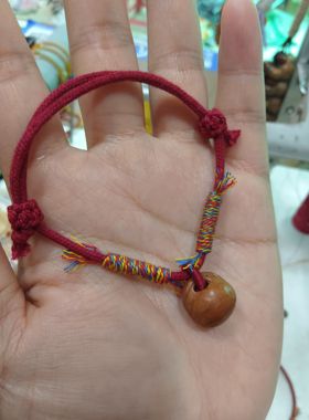 野生毛桃桃核雕刻手链编红绳婴儿童宝宝饰品diy手工桃蓝花篮宝剑