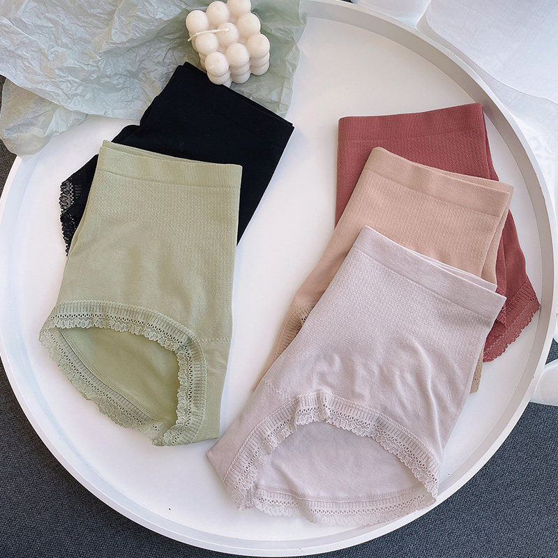 简单无痕收腹提臀内裤莫代尔无缝舒适蕾丝边包臀平角中高腰女内裤,淘宝优惠券,粉丝福利购,淘宝优惠卷