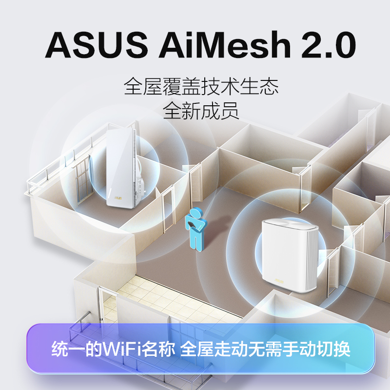 华硕RP-AX58 wifi增强器 放大器无线信号中继器接收家用路由扩展器 Aimesh2.0 小飞侠组网超人 扫除信号盲区 - 图3