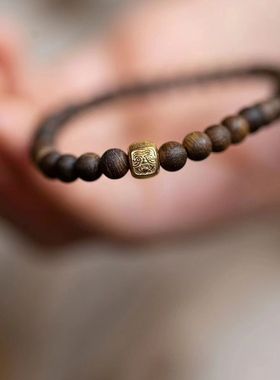 天然沉香手链女小米珠原