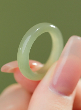 《清茶》天然和田玉戒指