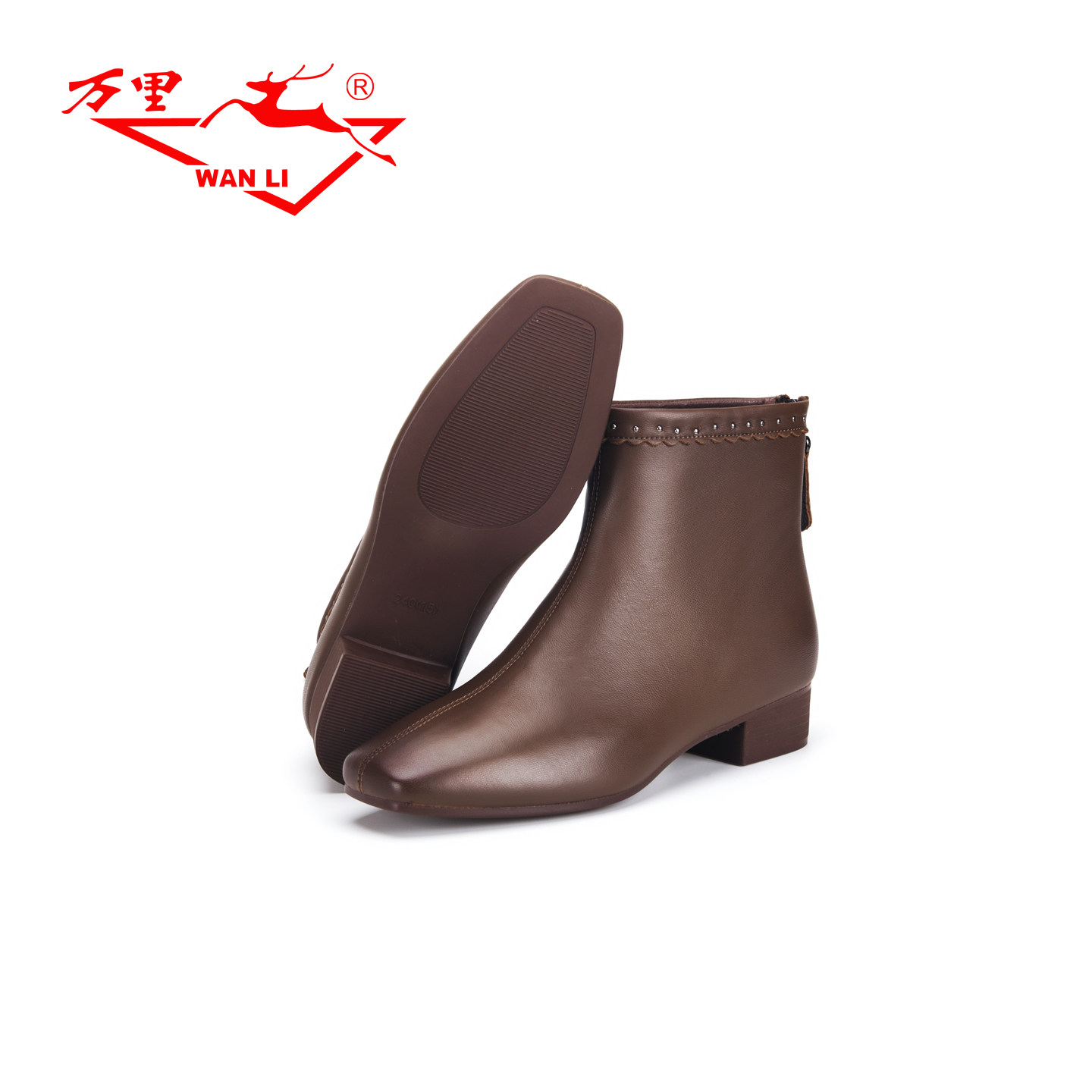 万里新款休闲短靴百搭低跟真皮靴时尚后拉链方头女鞋BNT6136,淘宝优惠券,粉丝福利购,淘宝优惠卷