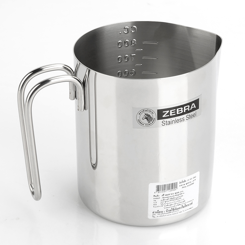304不锈钢量杯带刻度量筒 斑马牌家用厨房烘焙计量杯咖啡拉花杯 - 图3