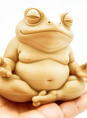 3D打印创意立体冥想打坐青蛙模型情绪稳定治愈系摆件禅宗青蛙摆件