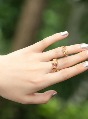 Palnartpoc梅洛葡萄戒指小尾戒