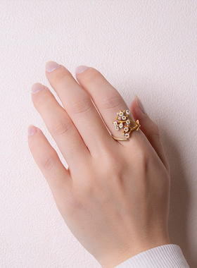 Palnartpoc满天星白色小花戒指