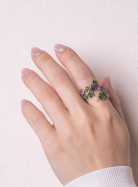 Palnartpoc紫色蛇葡萄戒指