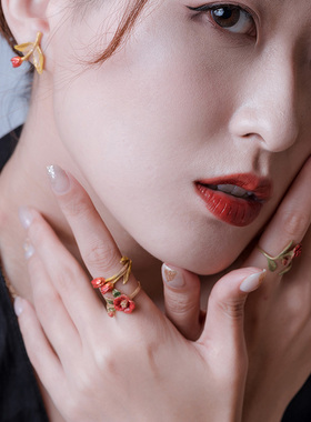 palnartpoc山茶花个性小众戒指