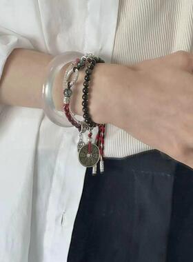 抖音小红书同款山鬼花钱手绳手工编织手链中国风复古国潮情侣配饰