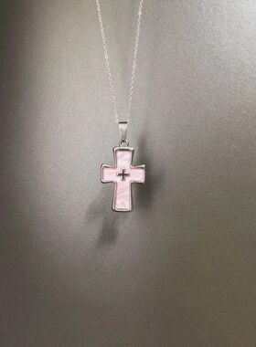 Vintage古着 Maiden's Prayer项链女甜酷高级感十字架吊坠锁骨链