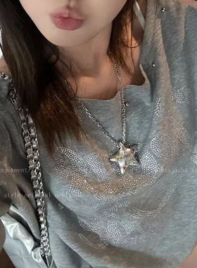 多巴胺锆石星星项链女甜酷冷淡风长款吊坠毛衣链小众高级感锁骨链