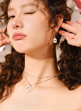 abyb艺术框双层叠戴甜酷情侣项链