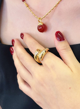 【新年红】莓拉「踏金」夸张设计戒指马上有钱创意戒指HEGALING
