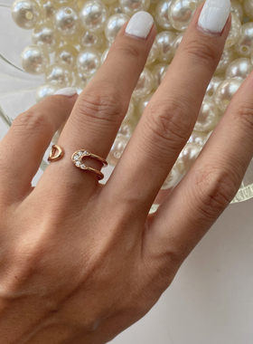 温莎珠宝回形曲别针镶钻开口戒指