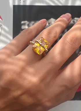 温莎珠宝黄水晶竹节轻奢气质戒指