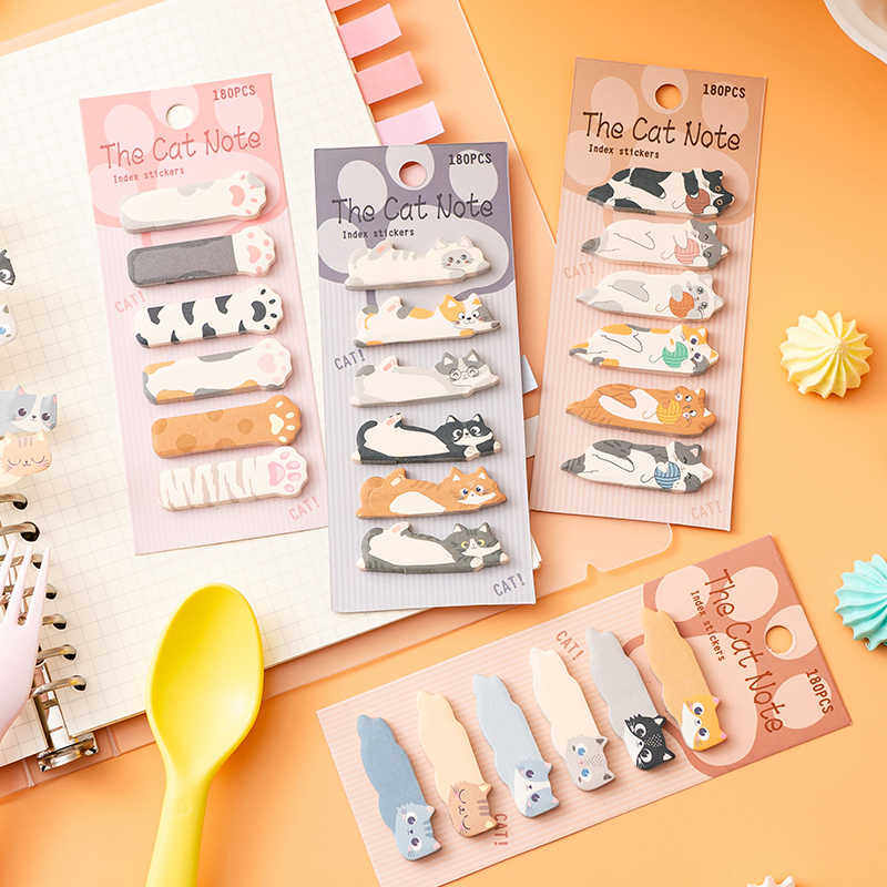 卡通猫咪异形创意索引贴便利贴记事办公备忘贴标记分类贴学生阅读标记有粘性儿童n次贴180贴留言纸手帐素材,淘宝优惠券,粉丝福利购,淘宝优惠卷