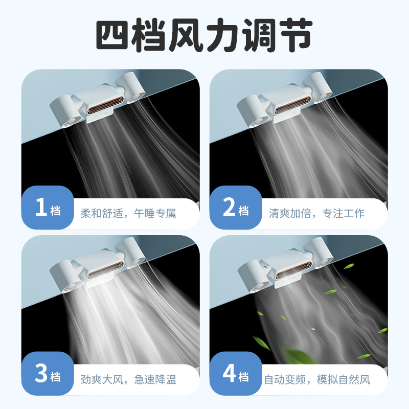 挂电脑屏幕上的小风扇办公室桌上学生宿舍床头夹扇usb充电风扇小型无叶降温迷你循环大风力库洛米工位小风扇 - 图3