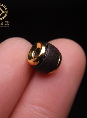 原创S925银镀金喇叭口桶珠天然沉香木隔珠散珠DIY文玩配饰配件