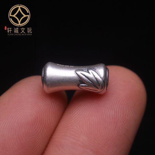 原创999足银招财竹节老型桶珠隔珠diy银饰纯文玩配饰配件配珠 - 图3
