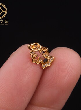 原创足银镀金925银克罗星菩提手串手工串珠diy文玩配饰配件吊坠