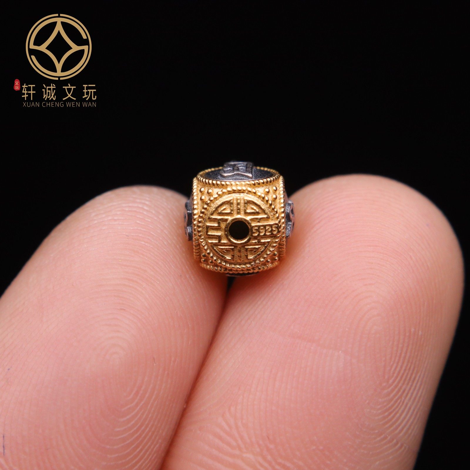 原创925银镀金六字真言圆珠腰珠隔珠手工串珠编绳diy文玩配饰配珠,淘宝优惠券,粉丝福利购,淘宝优惠卷