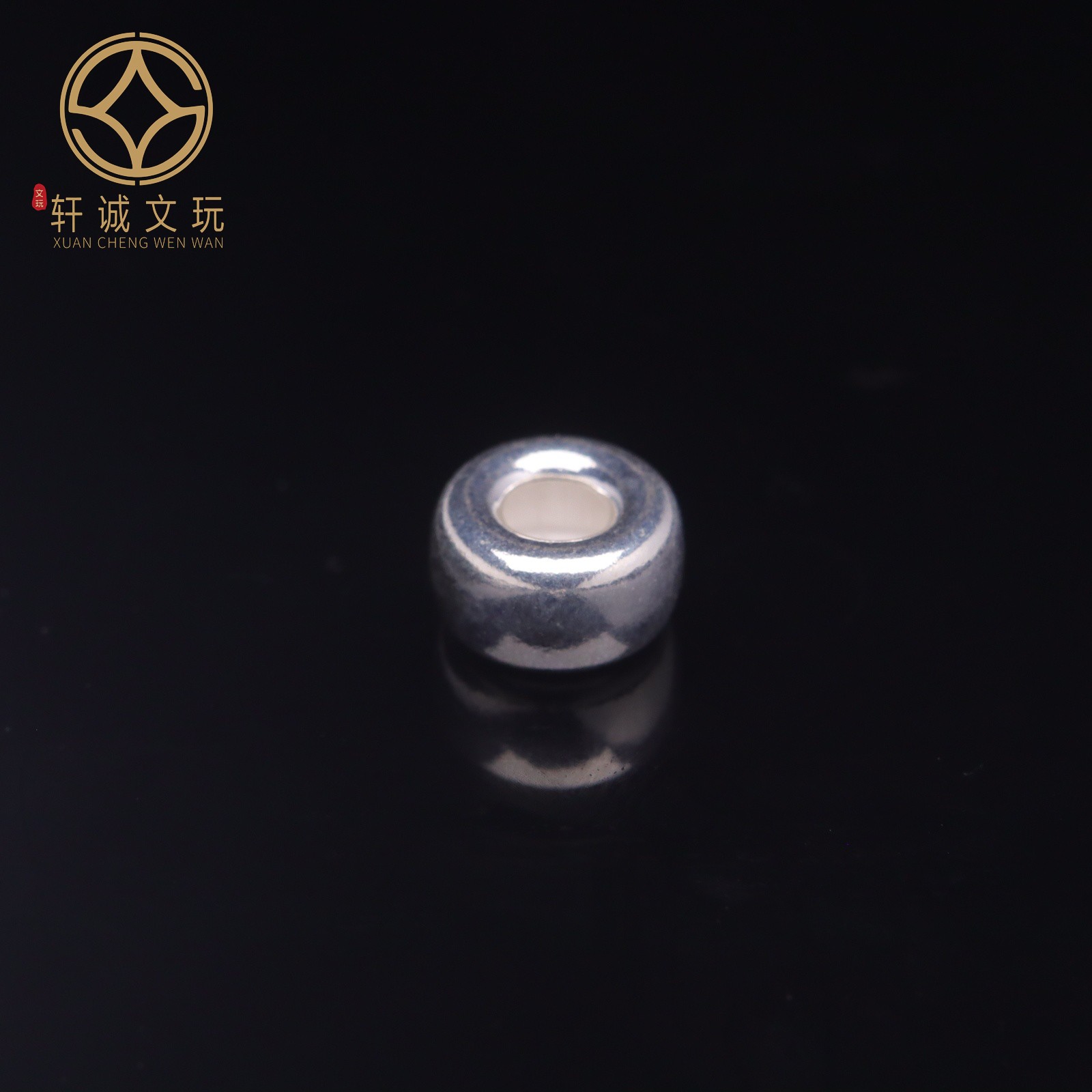 s999纯银隔片平安扣面包圈墩子配饰全套DIY配件珠佛珠文玩手串 - 图1