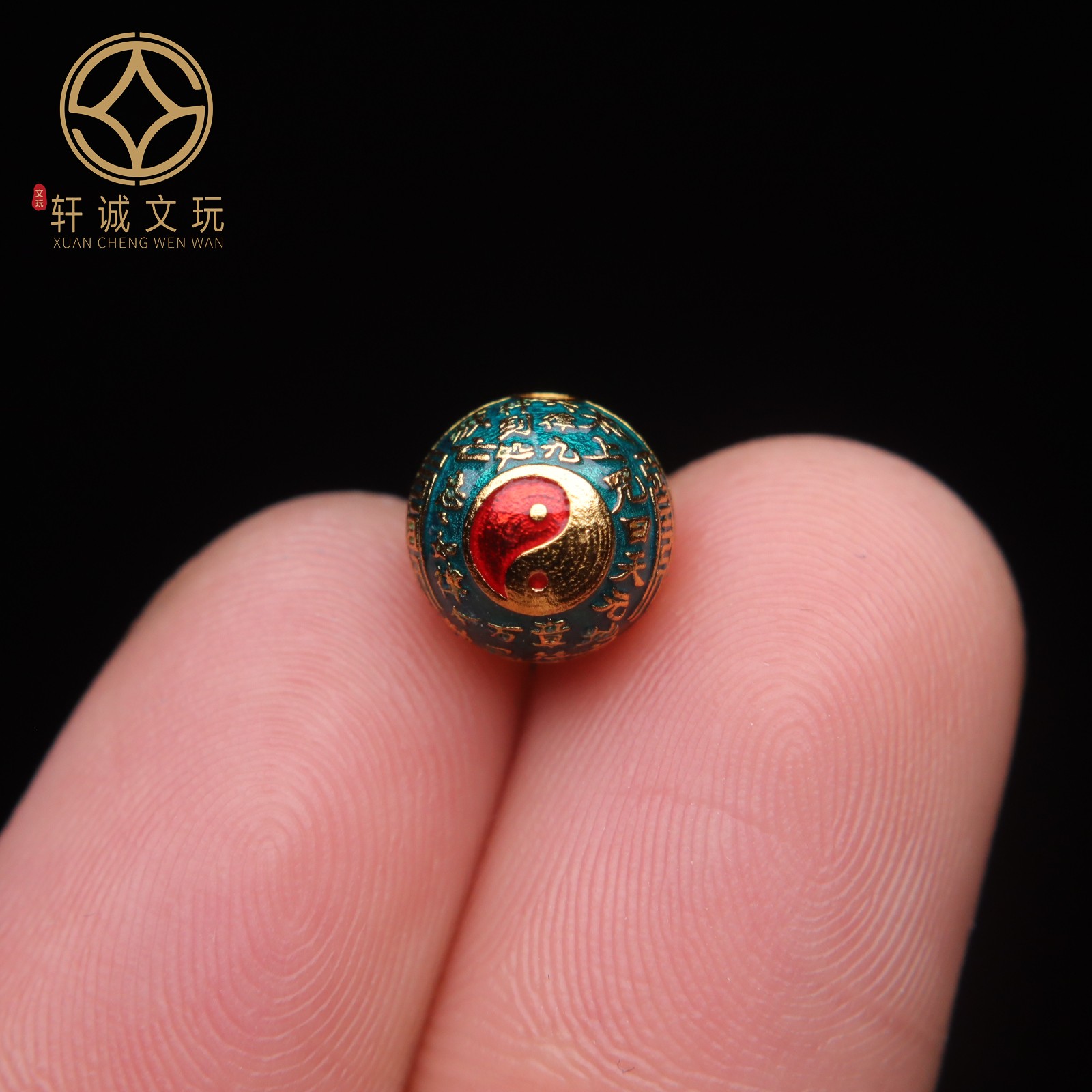 原创足银925彩绘太极八卦珠顶腰珠隔珠手串手工串珠diy文玩配饰 - 图2