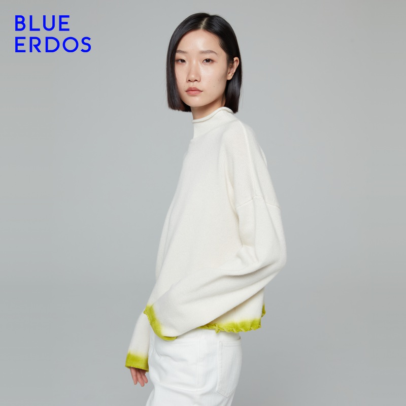 【100%山羊绒】BLUE ERDOS秋冬气质舒适半高领打底简约针织衫女 - 图1