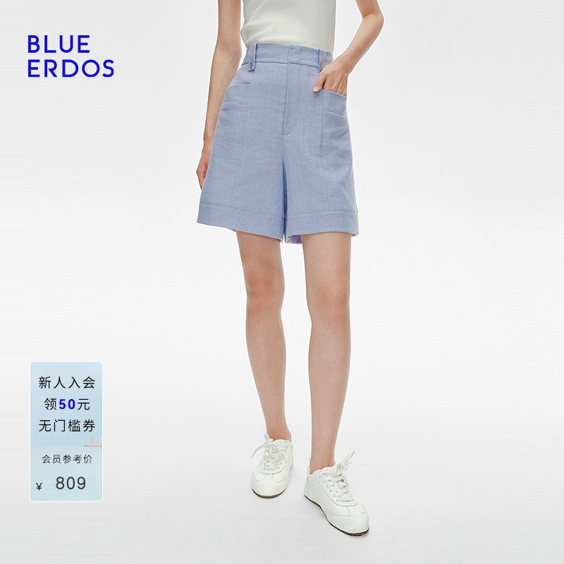 BLUE ERDOS春季100%亚麻欧若风直筒五分裤B255M5006