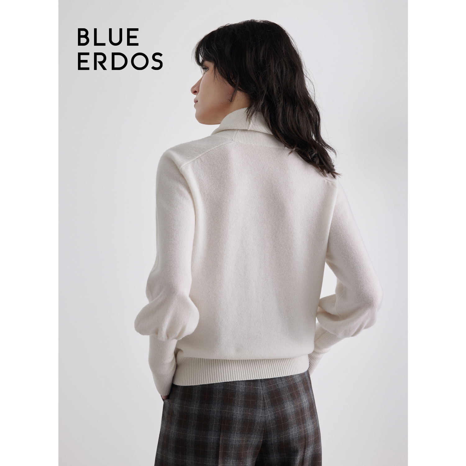 【100%山羊绒】BLUE ERDOS23秋冬通勤宽松高领针织衫女B236A0045 - 图2