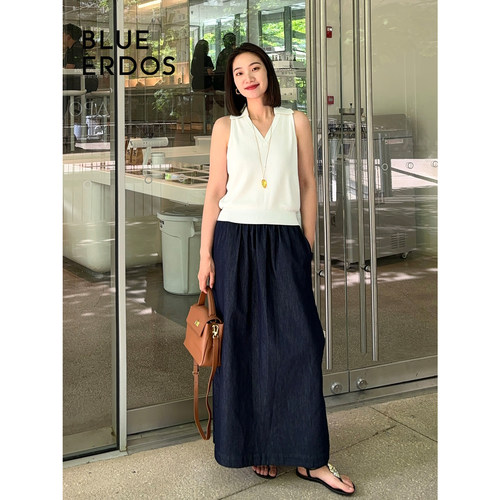 BLUE ERDOS 新款纯色拼接设计小翻领翻花女套背心B245D2010 - 图0