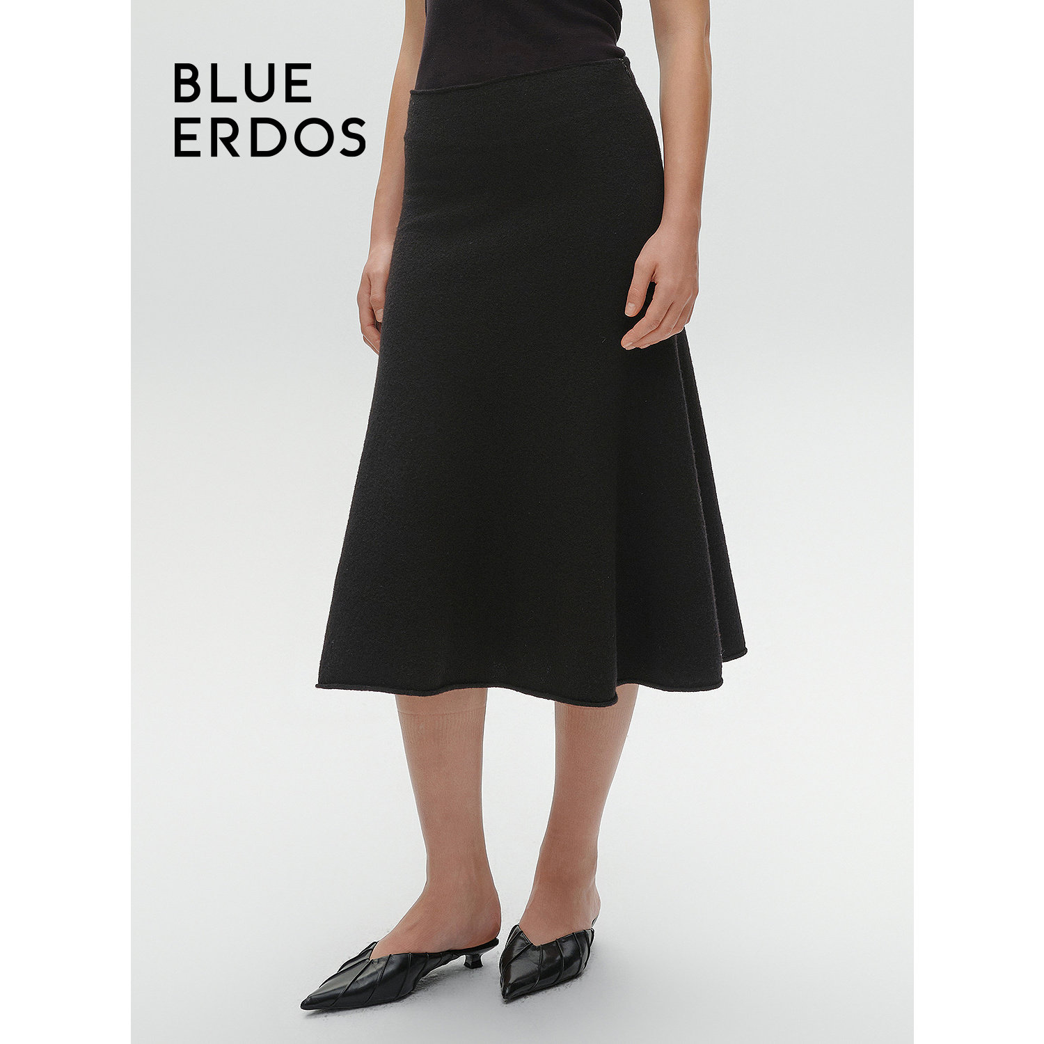 BLUE ERDOS 冬季复古百搭全羊毛A型鱼尾半裙女B246F0005,淘宝优惠券,粉丝福利购,淘宝优惠卷
