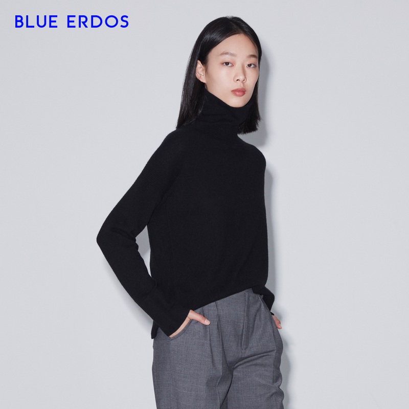 【100%山羊绒】BLUE ERDOS简约高领羊绒针织衫女-图1