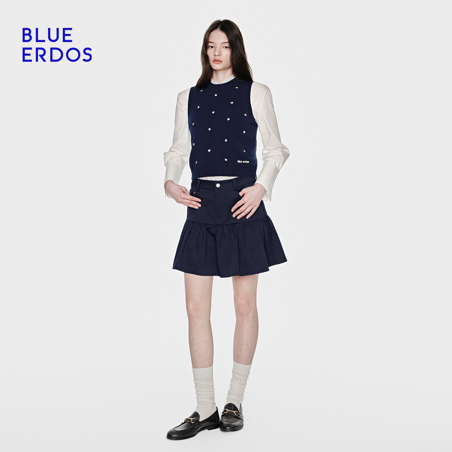 【大乐严选】13号BLUE ERDOS26早春新学院风羊毛羊绒爱心刺绣背心,淘宝优惠券,粉丝福利购,淘宝优惠卷