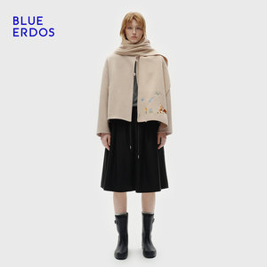 【100%山羊绒】BLUE ERDOS冬季新品百搭刺绣元素围巾B256S1016