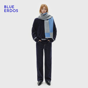 BLUE ERDOS冬季新品休闲百搭羊毛羊绒双层提花披肩女B256S2007