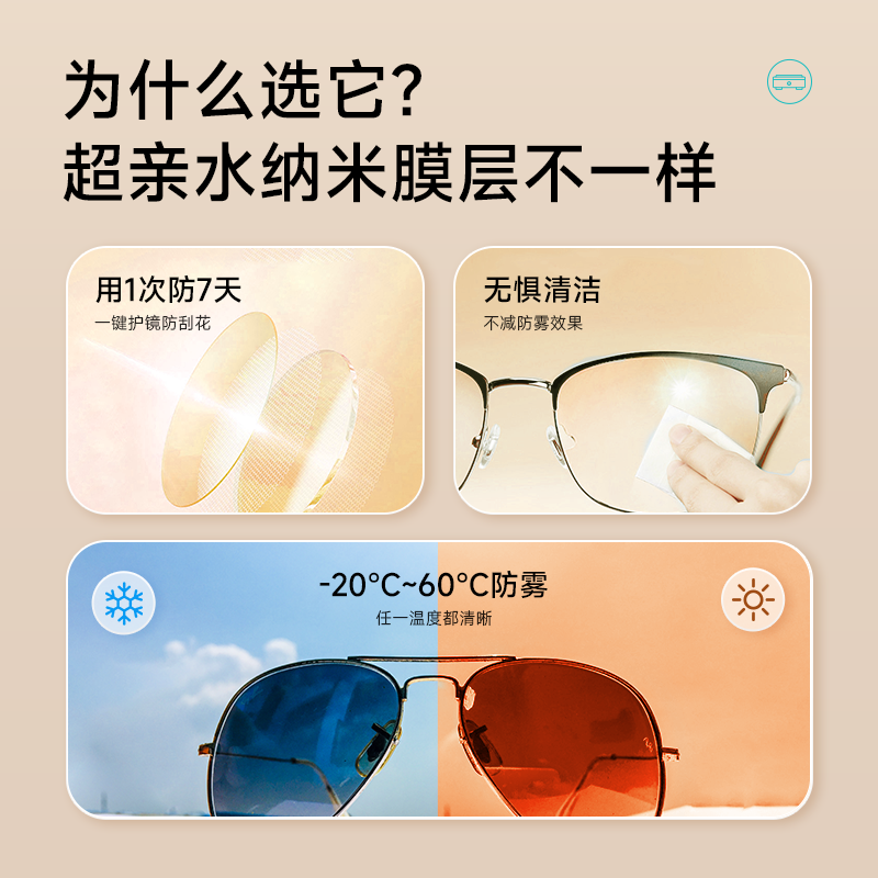 EraClean世净眼镜防雾机防眼睛起雾去雾气冬季除雾神器不伤镜片