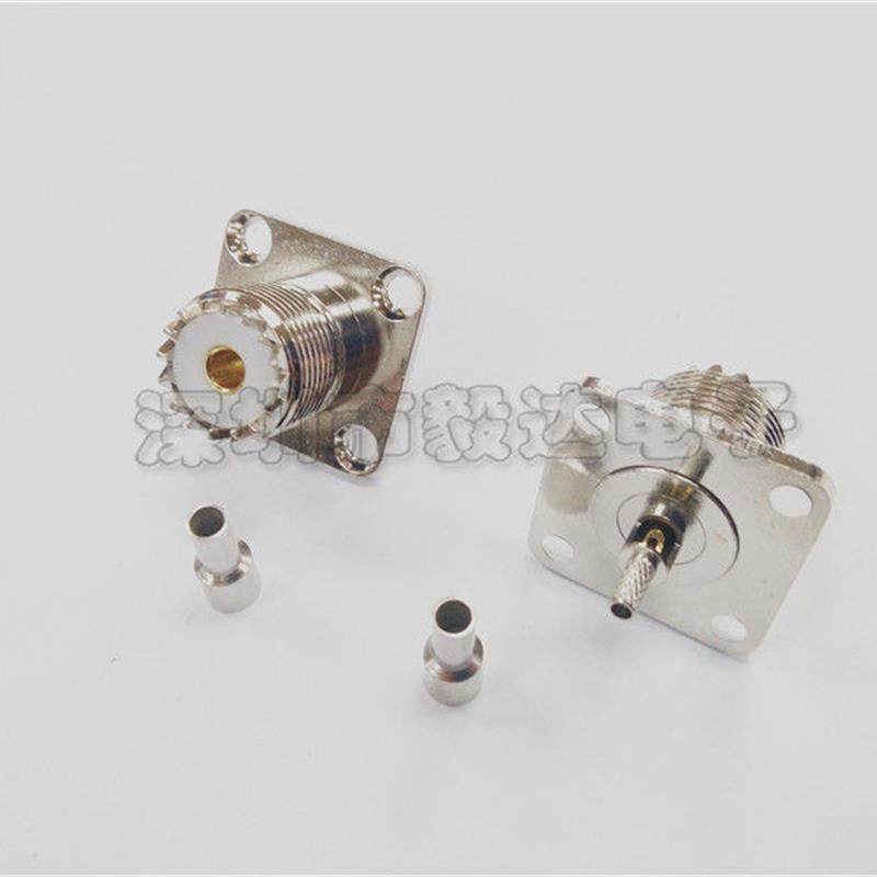 对讲机母座大方板UHF母头M座大法兰盘四孔固定接线RG174线50欧姆,淘宝优惠券,粉丝福利购,淘宝优惠卷