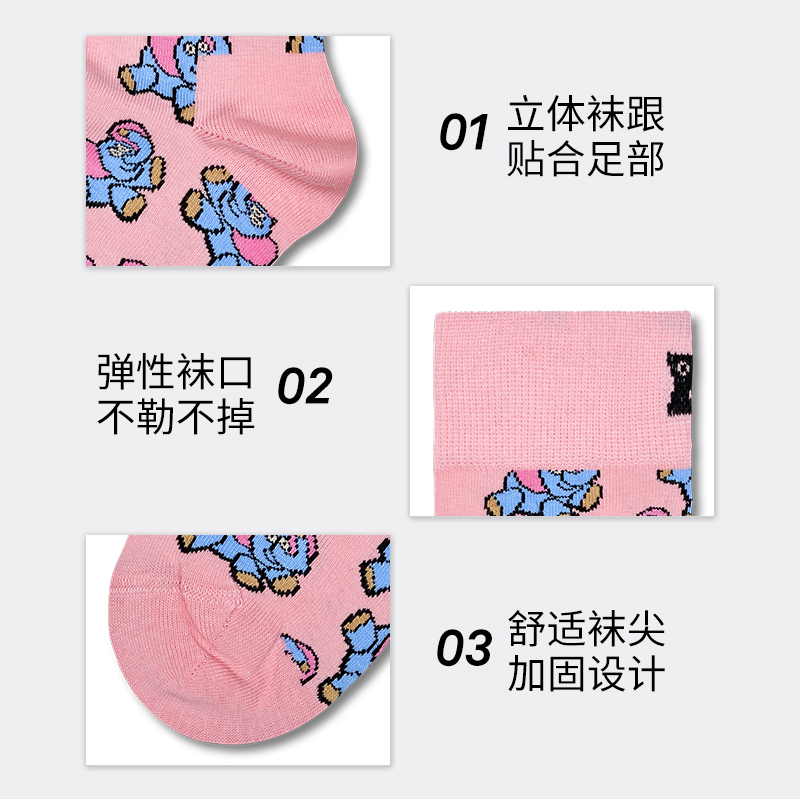 【新品】Happy Socks袜子女男袜春夏款童趣大象棉袜中筒袜 - 图3