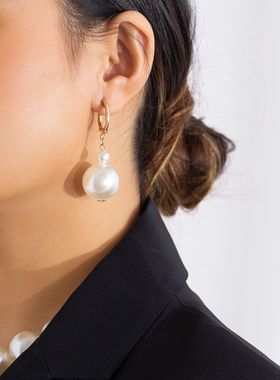 Retro bead chain imitation pearl women's necklace仿珍珠项链